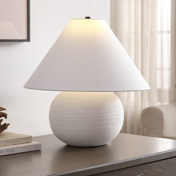 Willa 18" Tall Textured Ceramic Table Lamp with Fabric Shade