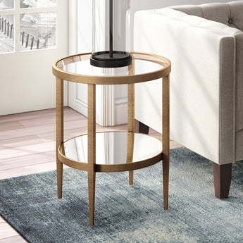 Hera 20' Wide Round Side Table with Mirror Shelf