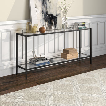 Hera 64'' Wide Console Table with Glass Shelf