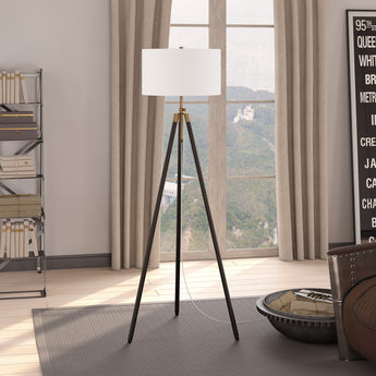 Kahn Two-Tone Floor Lamp with Fabric Shade