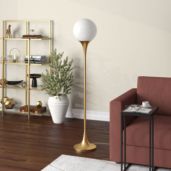 Mahdi Torchiere Floor Lamp with Glass Shade