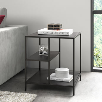 Winthrop 20'' Wide Square Side Table with Metal Shelves