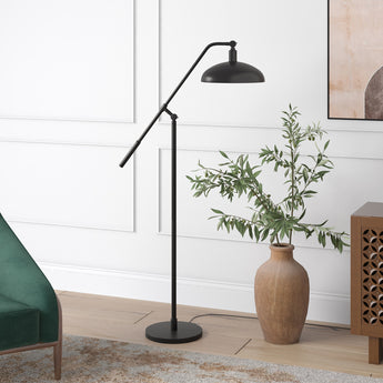 Devon Boom Arm Floor Lamp with Metal Shade