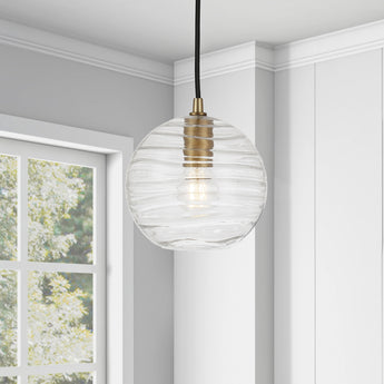 Wayve 8" Wide Textured Pendant with Glass Shade