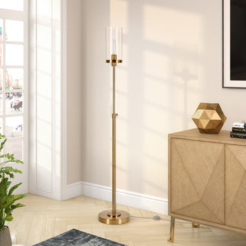 Frieda 66" Tall Floor Lamp with Glass Shade