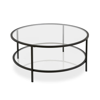 Sivil 36'' Wide Round Coffee Table with Glass Top