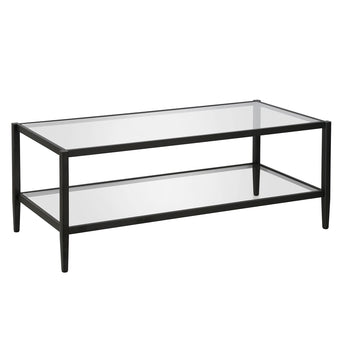 Hera 45'' Wide Coffee Table with Glass Shelf