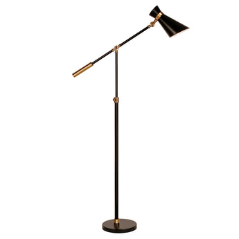 Rex Two-Tone/Height-Adjustable Floor Lamp with Metal Shade