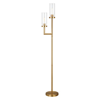 Basso 2-Light Torchiere Floor Lamp with Glass Shade