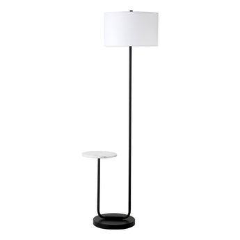 Jacinta Floor Lamp with Marble Tray Table and Fabric Shade