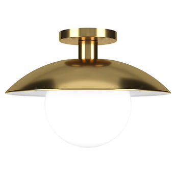 Alvia 14.5" Wide Semi Flush Mount with Metal/Glass Shade