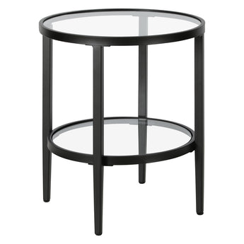 Hera 20'' Wide Round Side Table with Glass Shelf