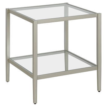 Hera 20'' Wide Square Side Table with Glass Shelf