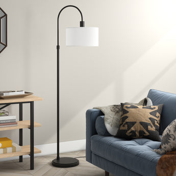 Veronica Arc Floor Lamp with Fabric Shade