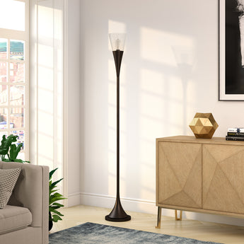 Moura Torchiere Floor Lamp with Glass Shade