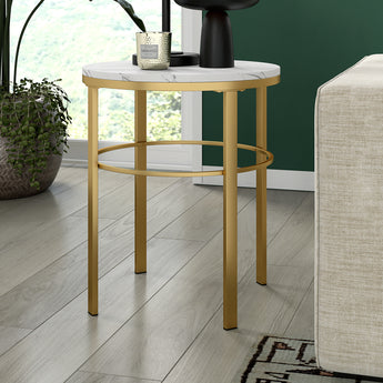 Gaia 20" Wide Round Side Table with Faux Marble Top