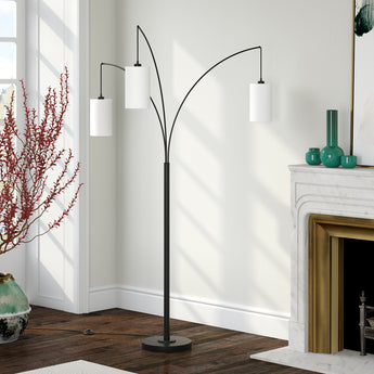 Aspen 3-Light Torchiere Floor Lamp with Fabric Shade