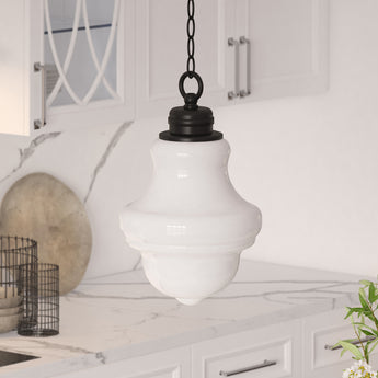 Annie 9.13" Wide Pendant with Glass Shade