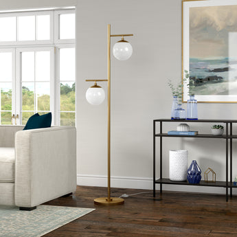 Pyrus 2-Light Floor Lamp with Glass Shades