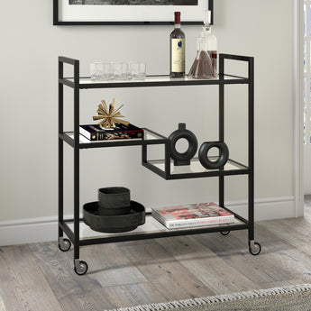 Lovett 33" Wide Bar Cart with Glass Shelves